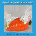 Easter decor ceramic utensil holder in rabbit shape